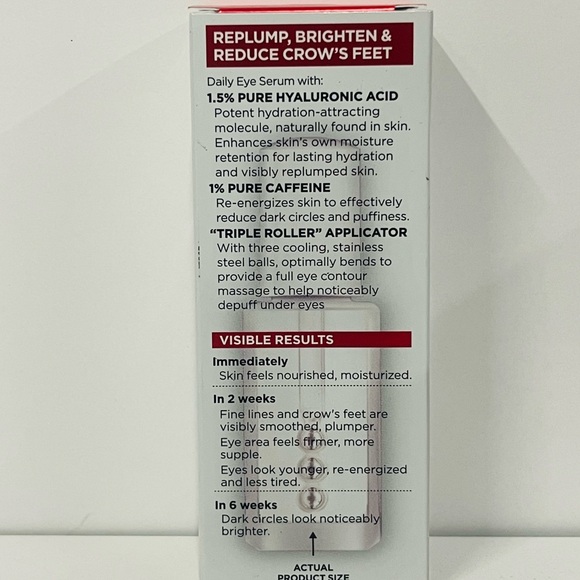 L'Oreal Revitalift Derm Intensives Brightening Eye Serum Hyaluronic & Caffeine - Picture 7 of 9